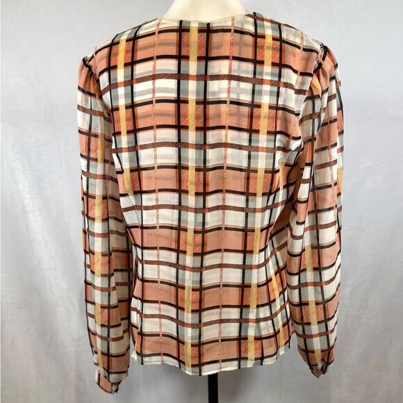 CAbi whist blouse in pastel painted plaid size medium - Picture 9 of 12